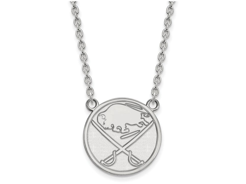 LogoArt Sterling Silver Buffalo Sabres Large Pendant Necklace
