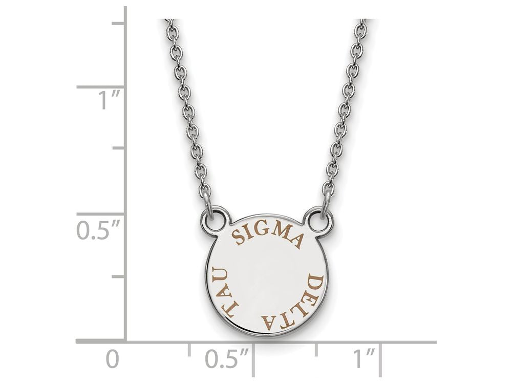 LogoArt Sterling Silver Sigma Delta Tau Extra Small Enameled Pendant Necklace With 18 Inch