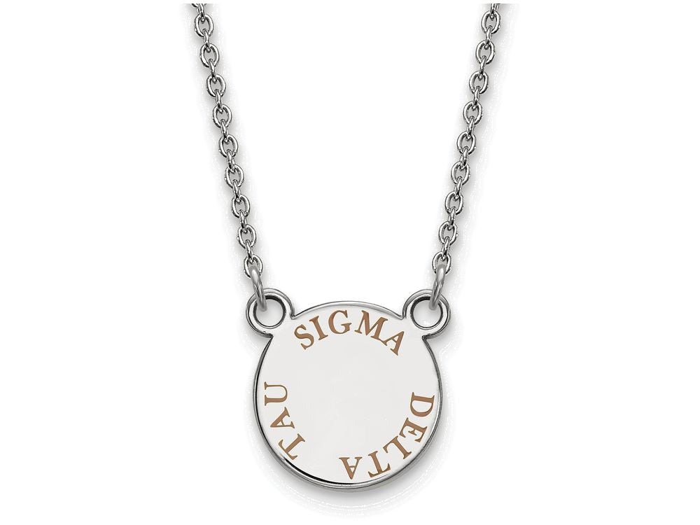 LogoArt Sterling Silver Sigma Delta Tau Extra Small Enameled Pendant Necklace With 18 Inch