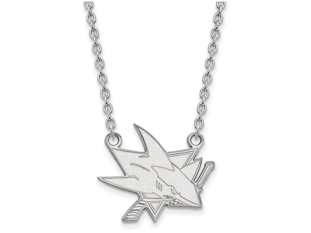 LogoArt Sterling Silver San Jose Sharks Large Pendant Necklace