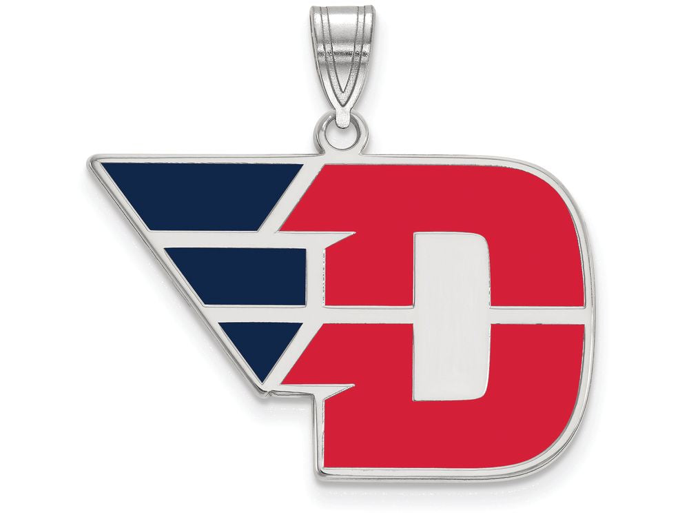 LogoArt Sterling Silver University Of Dayton Large Enamel Pendant Necklace