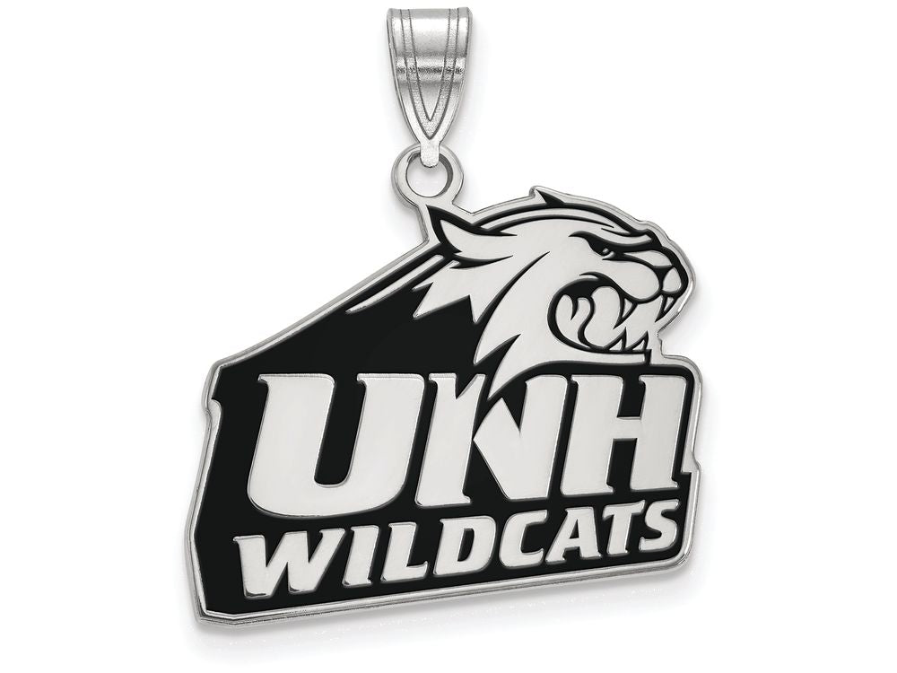 LogoArt Sterling Silver University Of New Hampshire Large Enamel Pendant Necklace