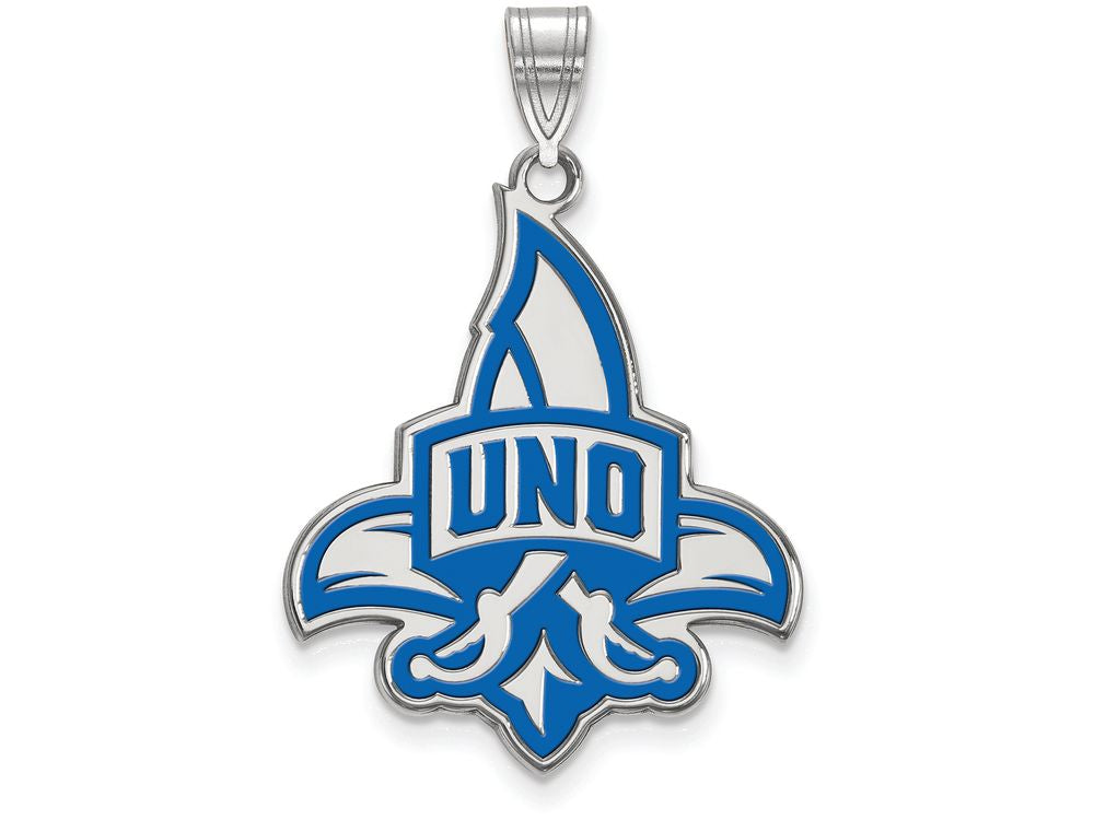 LogoArt Sterling Silver University Of New Orleans XL Enamel Pendant Necklace
