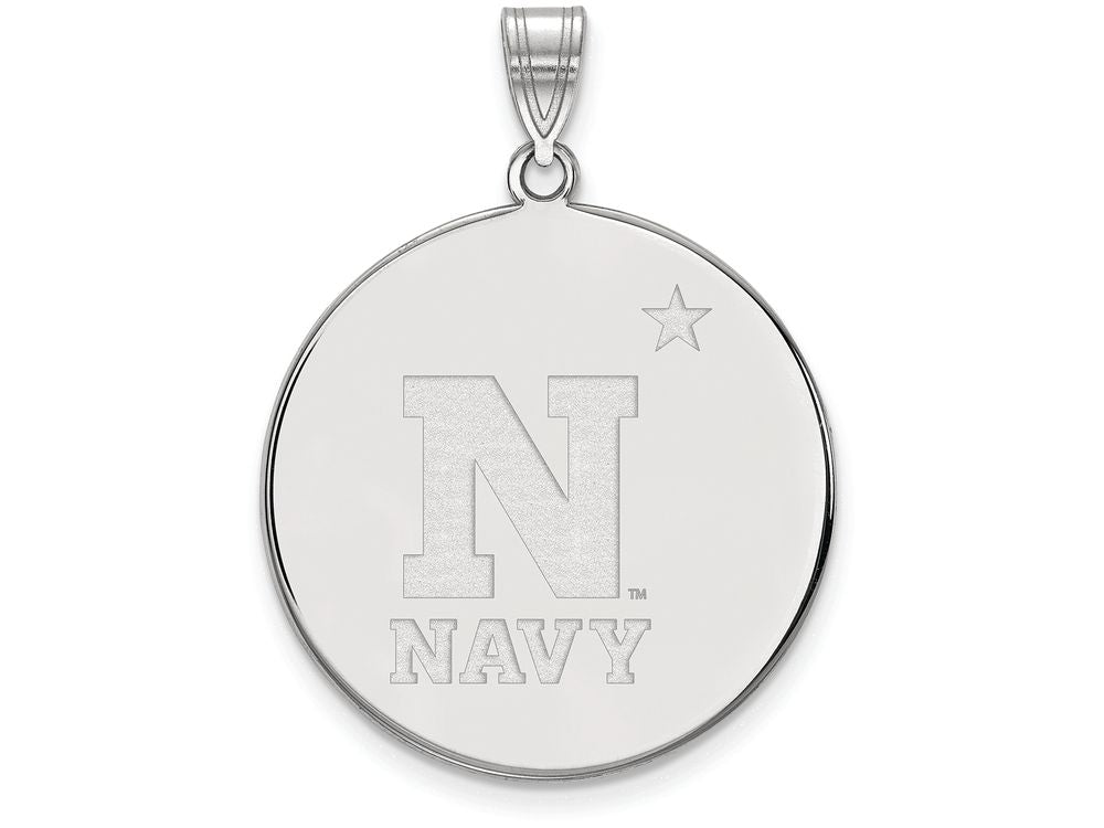 LogoArt Sterling Silver Navy XL Disc Pendant Necklace