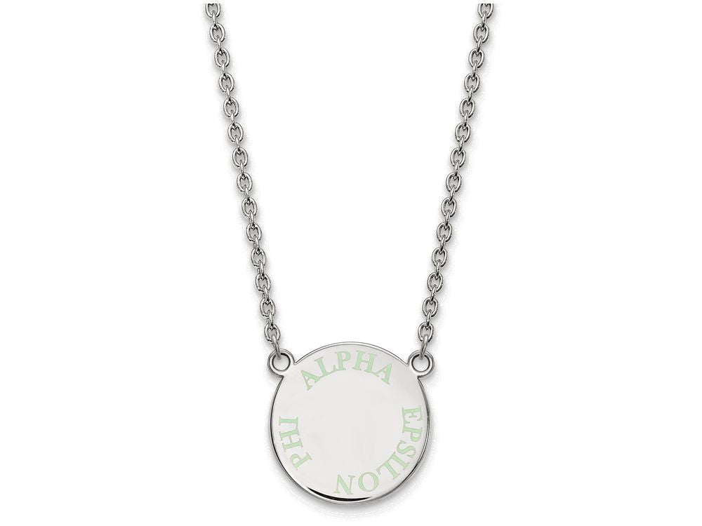 LogoArt Sterling Silver Alpha Epsilon Phi Small Enameled Pendant Necklace With 18 Inch