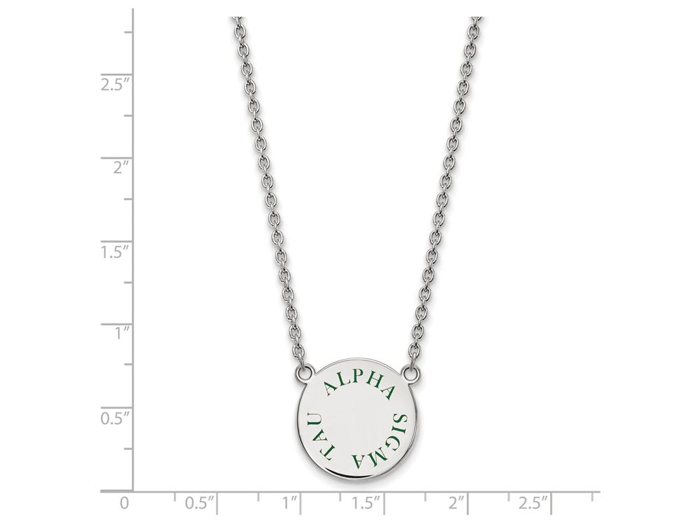 LogoArt Sterling Silver Alpha Sigma Tau Small Enameled Pendant Necklace With 18 Inch