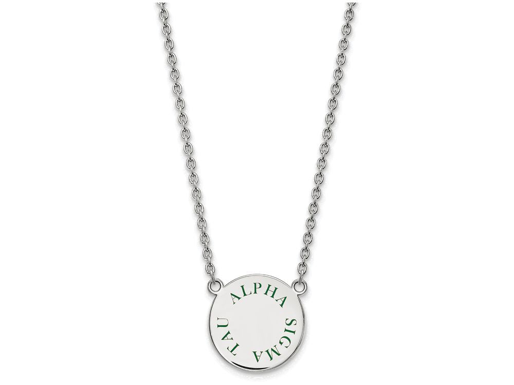 LogoArt Sterling Silver Alpha Sigma Tau Small Enameled Pendant Necklace With 18 Inch