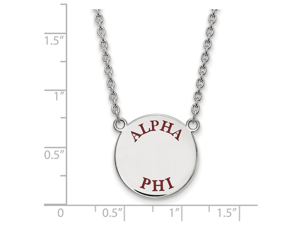 LogoArt Sterling Silver Alpha Phi Small Enameled Pendant Necklace With 18 Inch