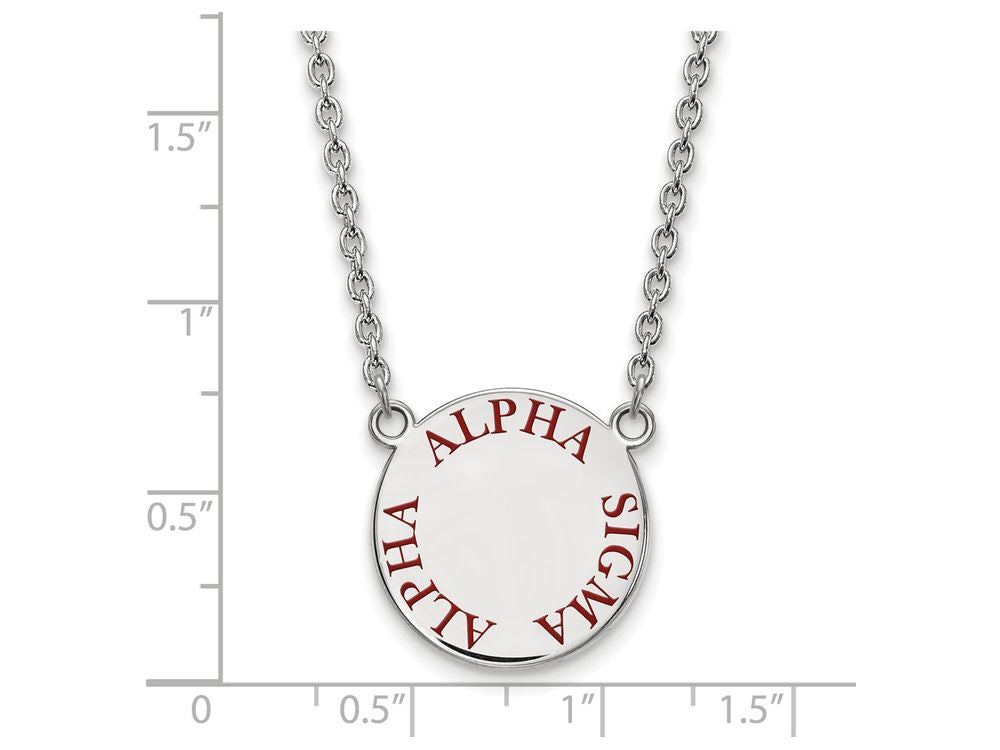 LogoArt Sterling Silver Alpha Sigma Alpha Small Enameled Pendant Necklace With 18 Inch