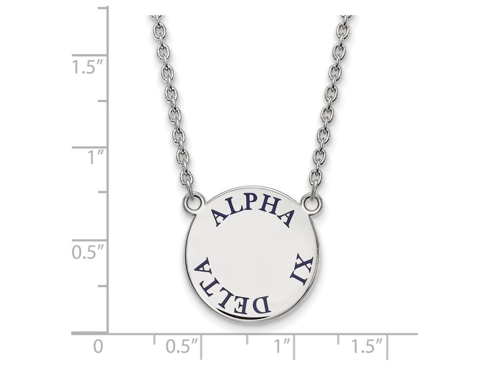 LogoArt Sterling Silver Alpha Xi Delta Small Enameled Pendant Necklace With 18 Inch