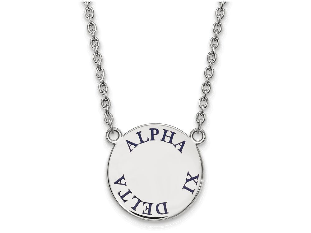 LogoArt Sterling Silver Alpha Xi Delta Small Enameled Pendant Necklace With 18 Inch