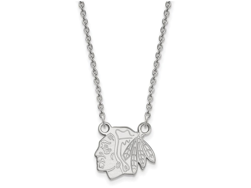 LogoArt Sterling Silver Chicago Blackhawks Small Pendant Necklace