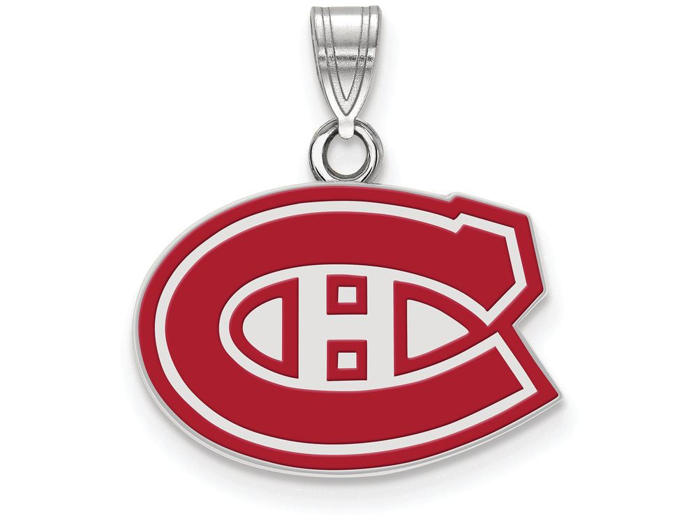 LogoArt Sterling Silver Montreal Canadiens Small Enamel Pendant Necklace