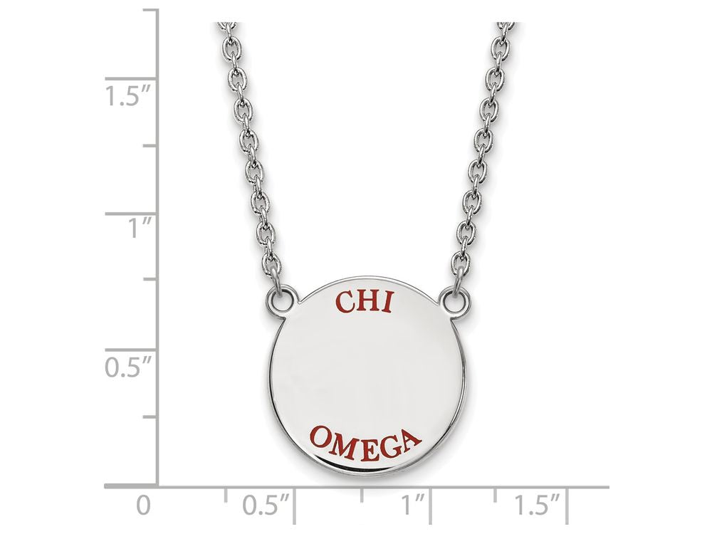 LogoArt Sterling Silver Chi Omega Small Enameled Pendant Necklace With 18 Inch