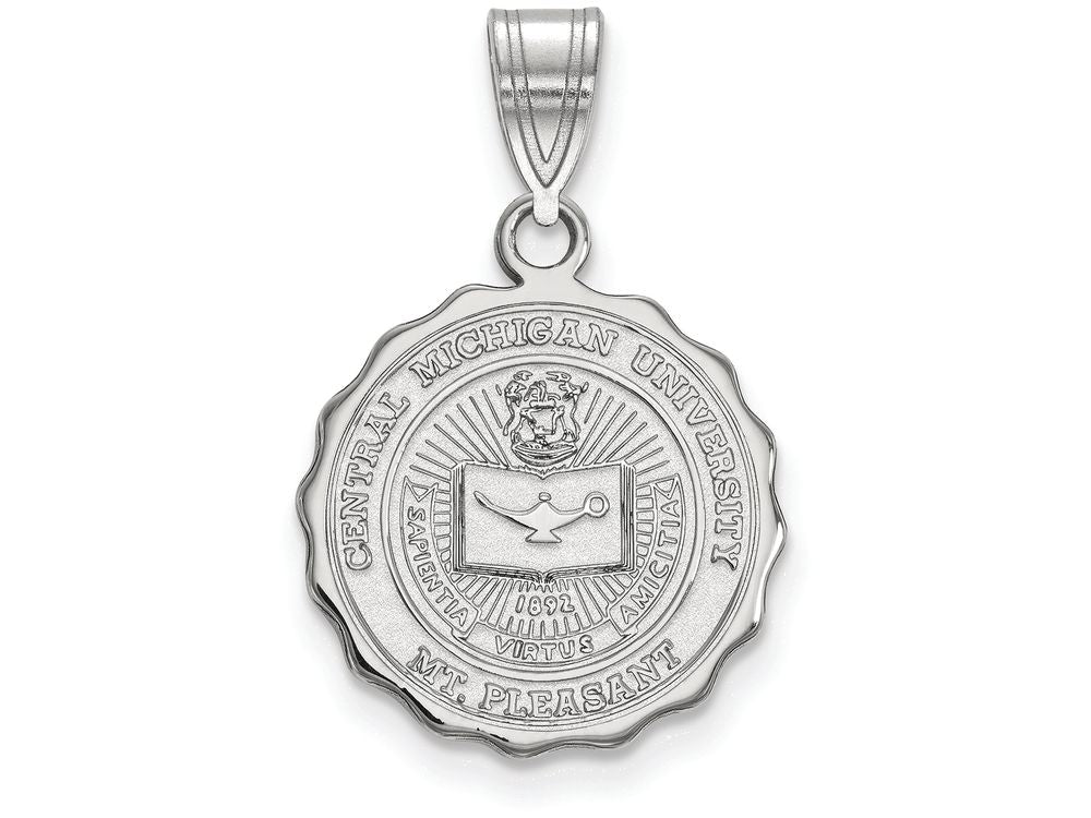 LogoArt Sterling Silver Central Michigan University Medium Crest Pendant Necklace