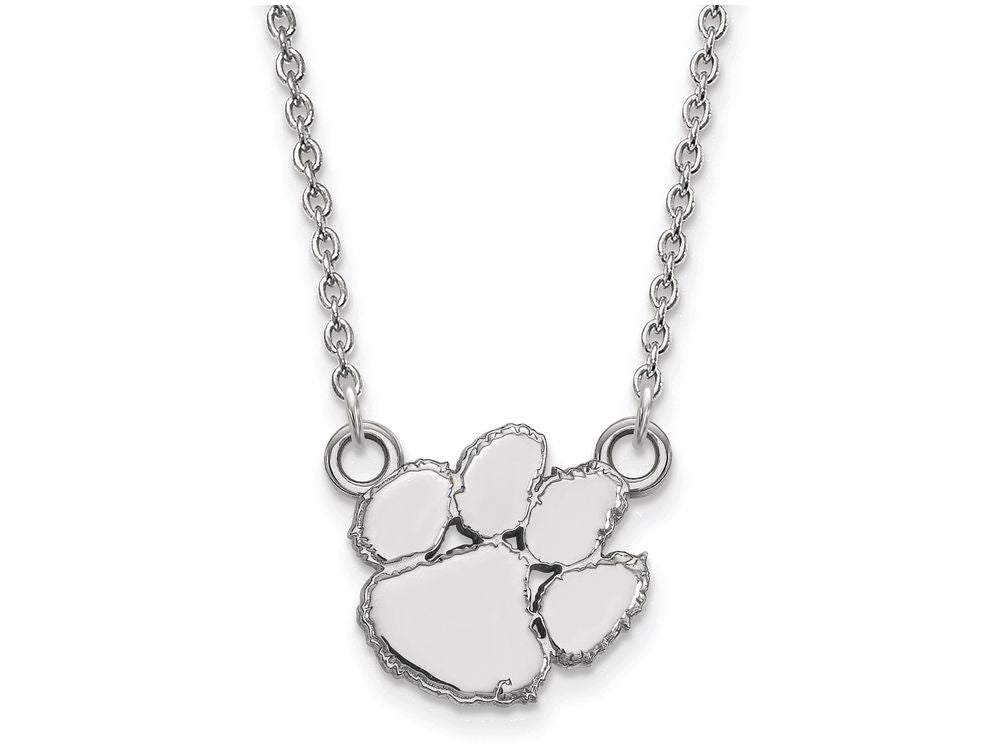 LogoArt Sterling Silver Clemson University Small Pendant Necklace