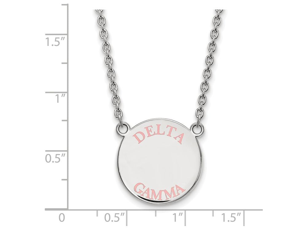 LogoArt Sterling Silver Delta Gamma Small Enameled Pendant Necklace With 18 Inch
