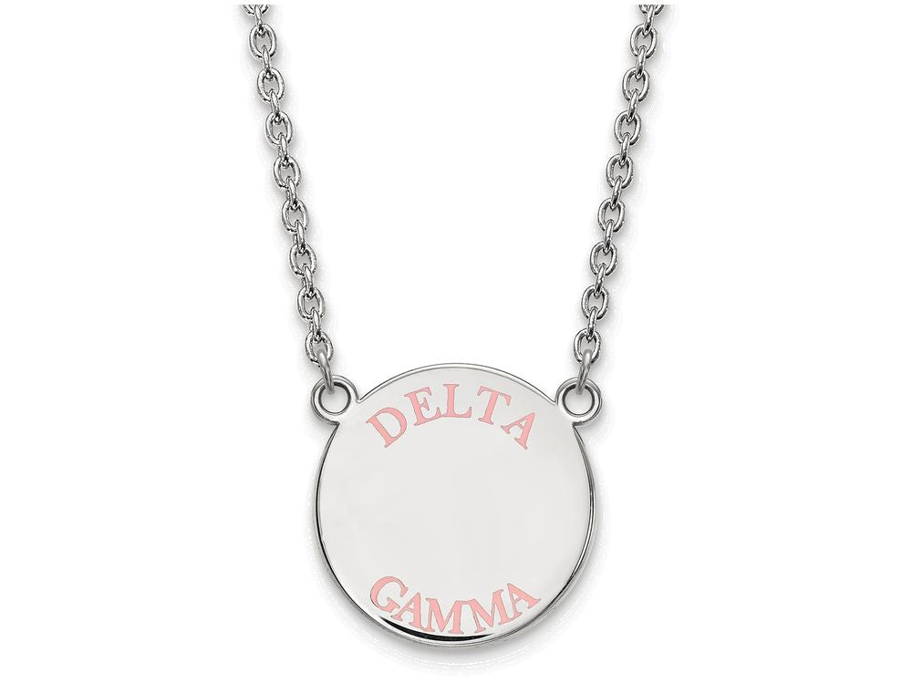 LogoArt Sterling Silver Delta Gamma Small Enameled Pendant Necklace With 18 Inch