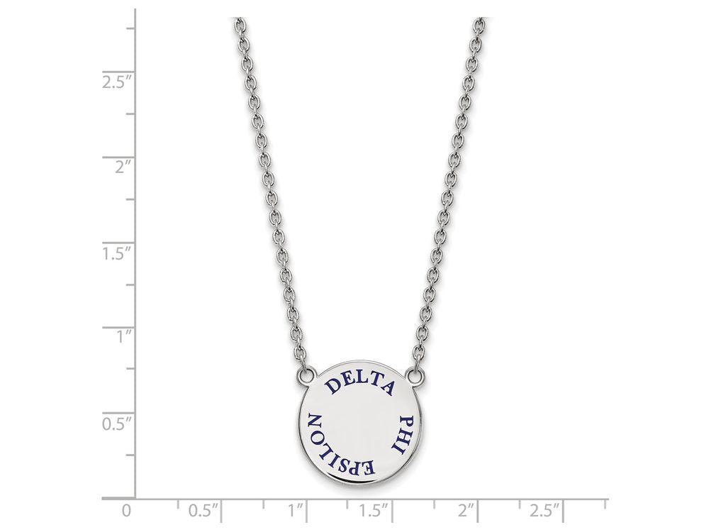 LogoArt Sterling Silver Delta Phi Epsilon Small Enameled Pendant Necklace With 18 Inch
