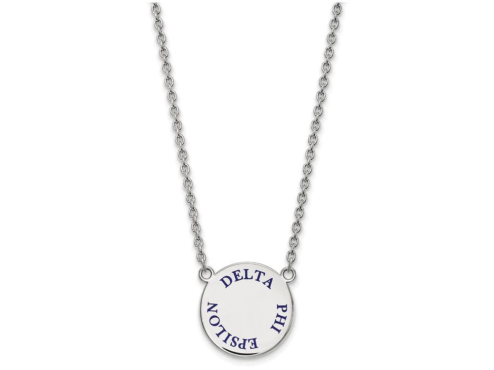 LogoArt Sterling Silver Delta Phi Epsilon Small Enameled Pendant Necklace With 18 Inch