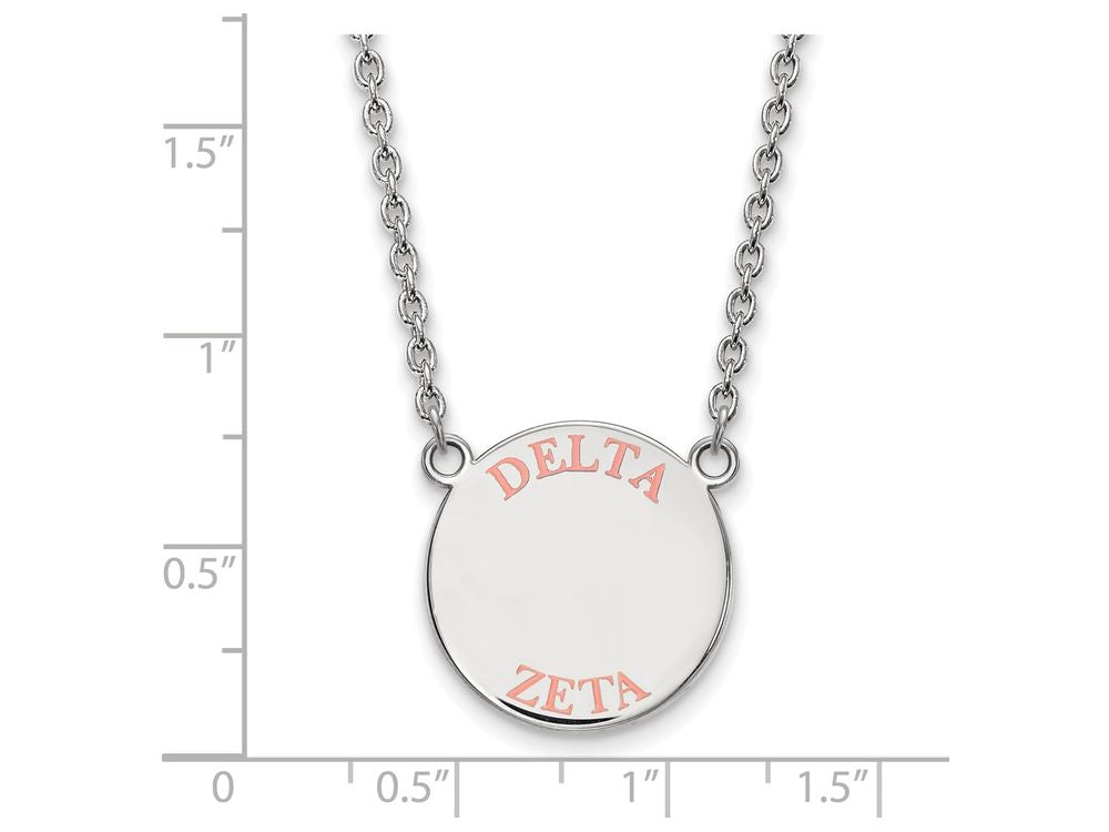 LogoArt Sterling Silver Delta Zeta Small Enameled Pendant Necklace With 18 Inch
