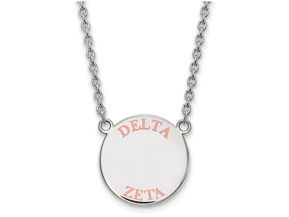 LogoArt Sterling Silver Delta Zeta Small Enameled Pendant Necklace With 18 Inch