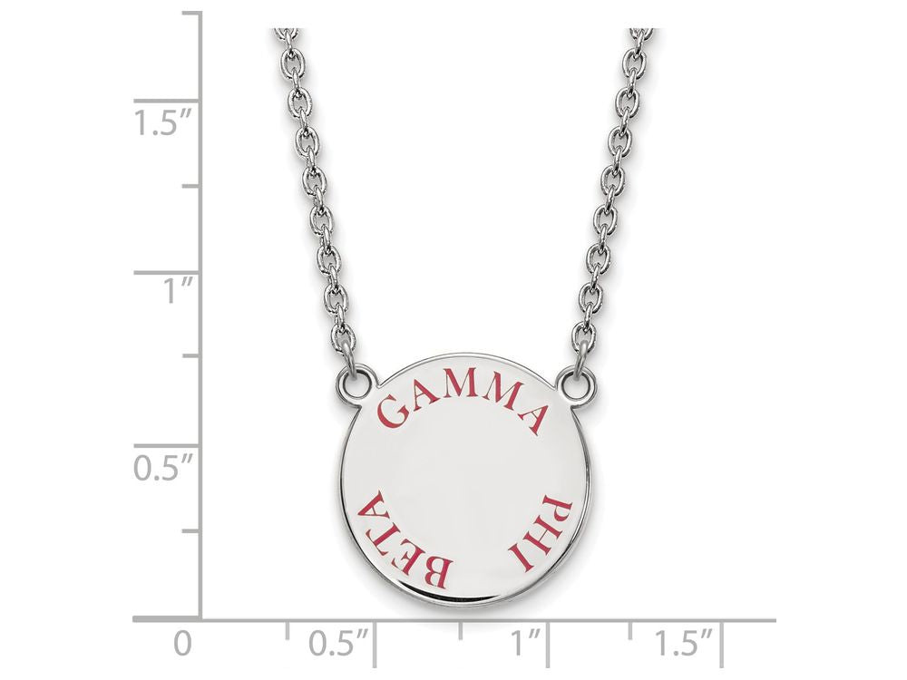 LogoArt Sterling Silver Gamma Phi Beta Small Enameled Pendant Necklace With 18 Inch