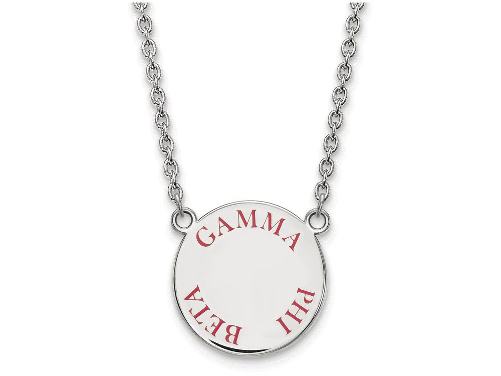 LogoArt Sterling Silver Gamma Phi Beta Small Enameled Pendant Necklace With 18 Inch