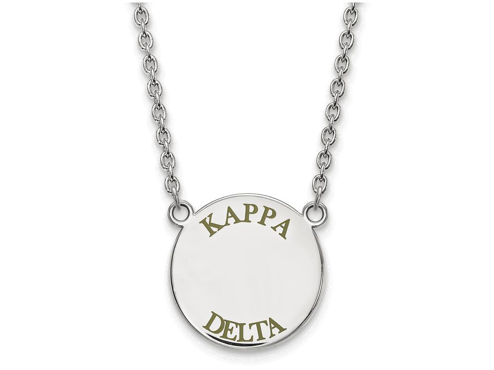 LogoArt Sterling Silver Kappa Delta Small Enameled Pendant Necklace With 18 Inch