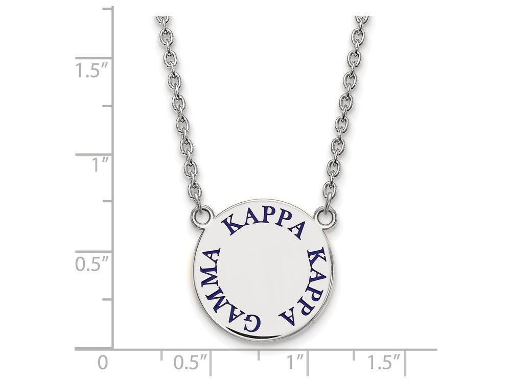 LogoArt Sterling Silver Kappa Kappa Gamma Small Enameled Pendant Necklace With 18 Inch