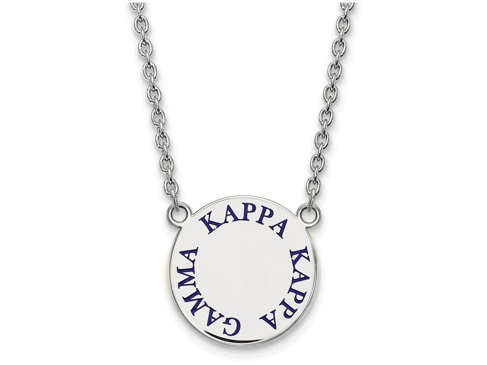 LogoArt Sterling Silver Kappa Kappa Gamma Small Enameled Pendant Necklace With 18 Inch