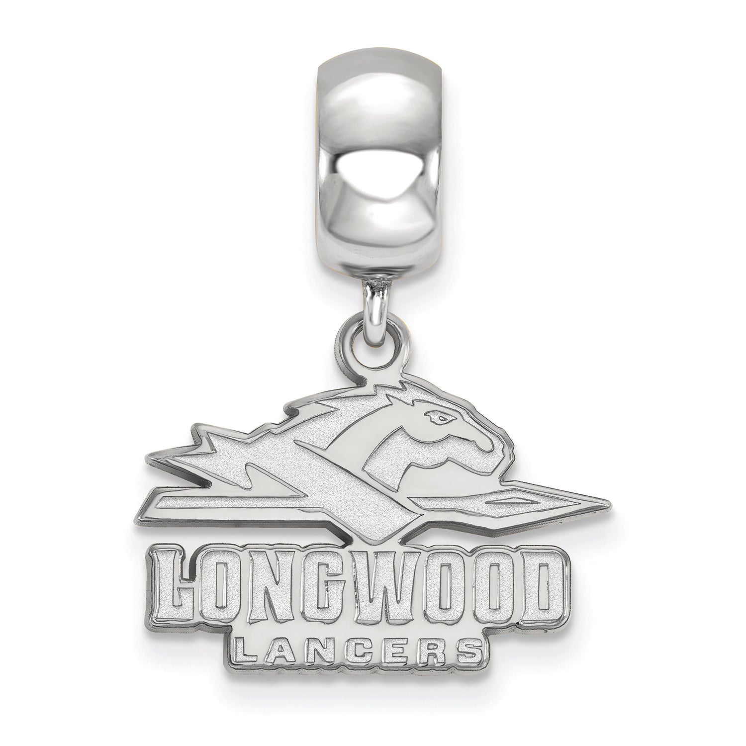 LogoArt Sterling Silver Longwood University Bead Charm Charm Small Dangle Bead Charm