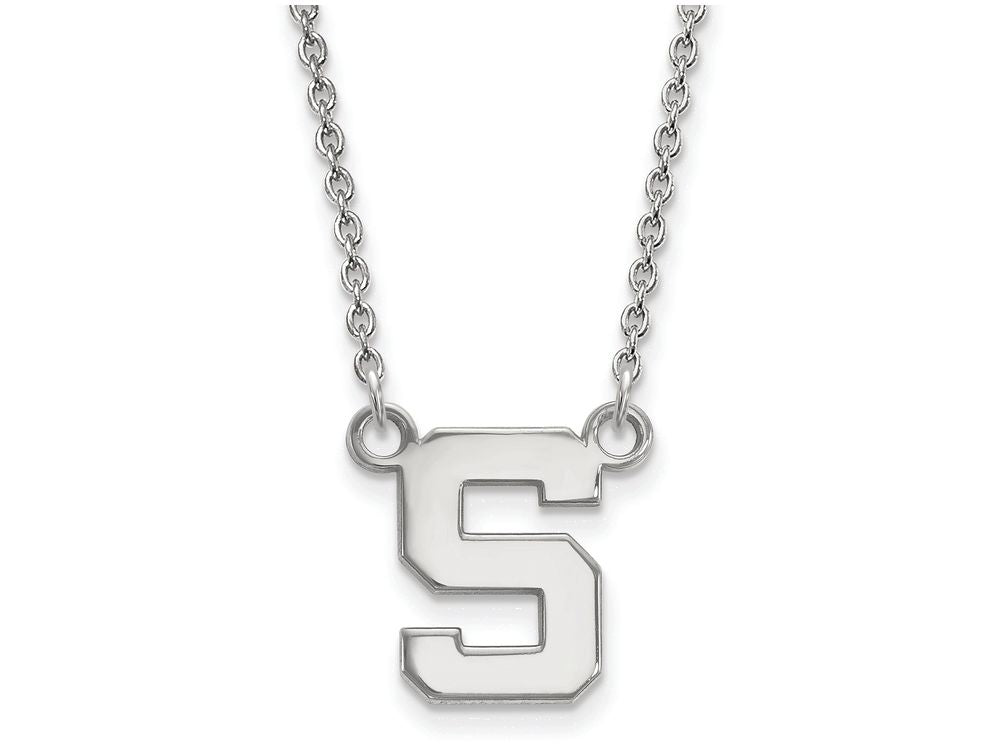 LogoArt Sterling Silver Michigan State University Small Pendant Necklace