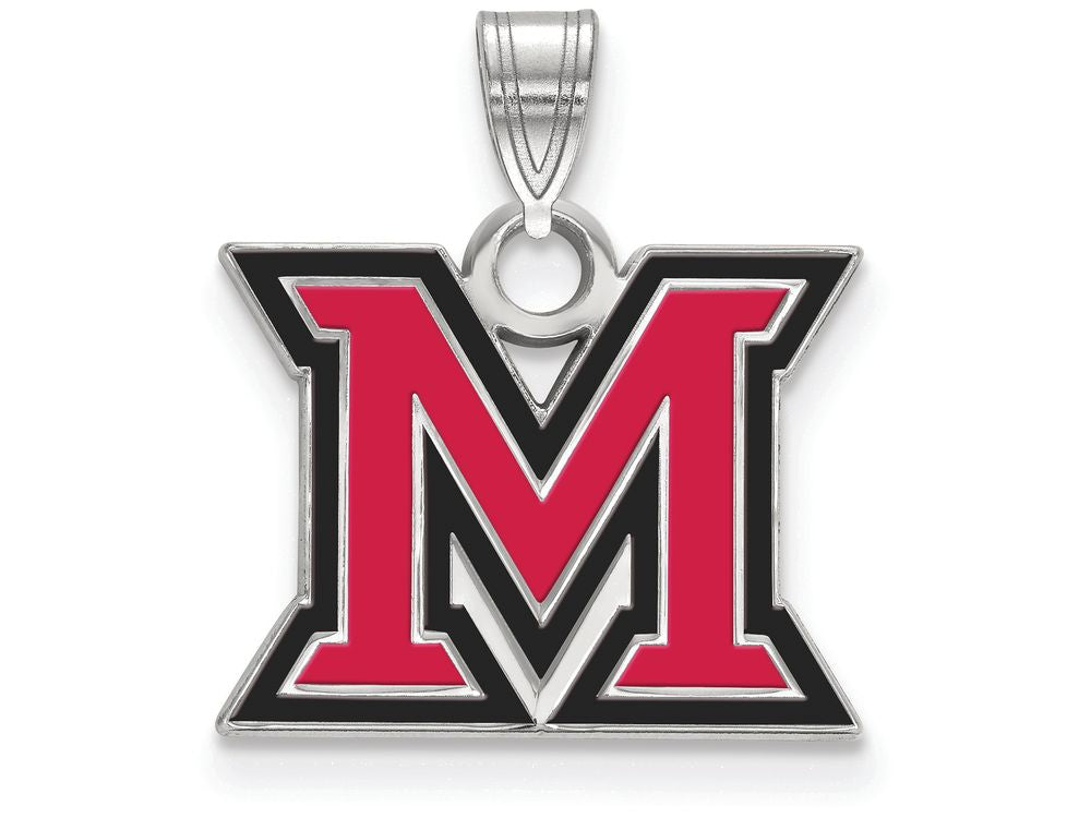 LogoArt Sterling Silver Miami University Small Enamel Pendant Necklace