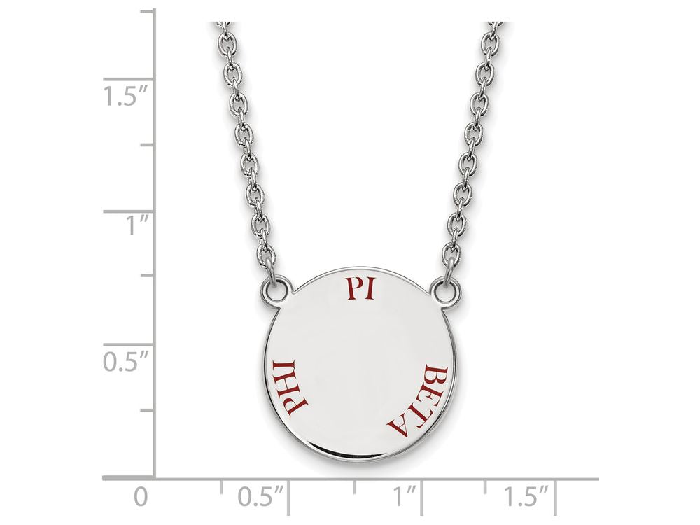 LogoArt Sterling Silver Pi Beta Phi Small Enameled Pendant Necklace With 18 Inch