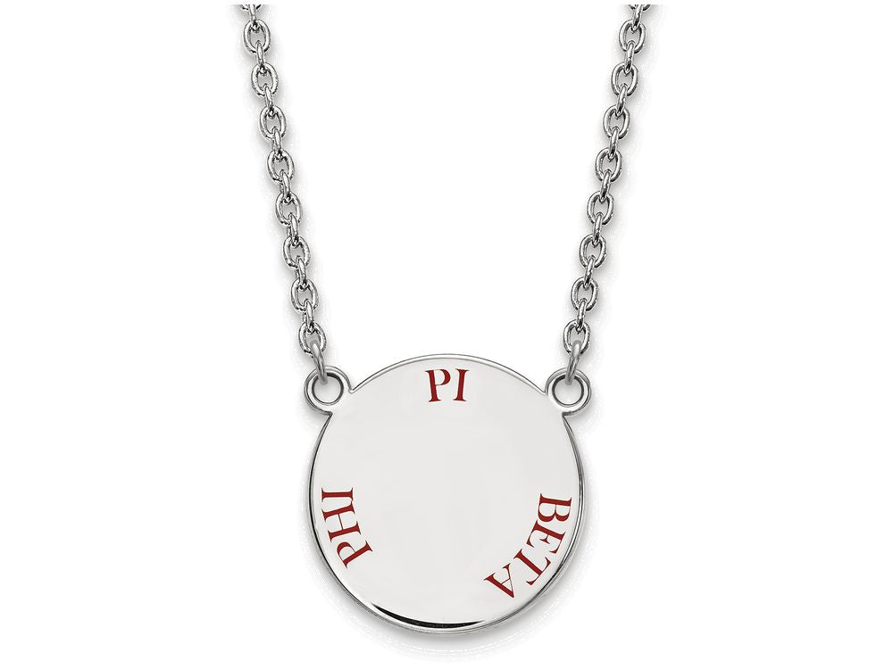 LogoArt Sterling Silver Pi Beta Phi Small Enameled Pendant Necklace With 18 Inch