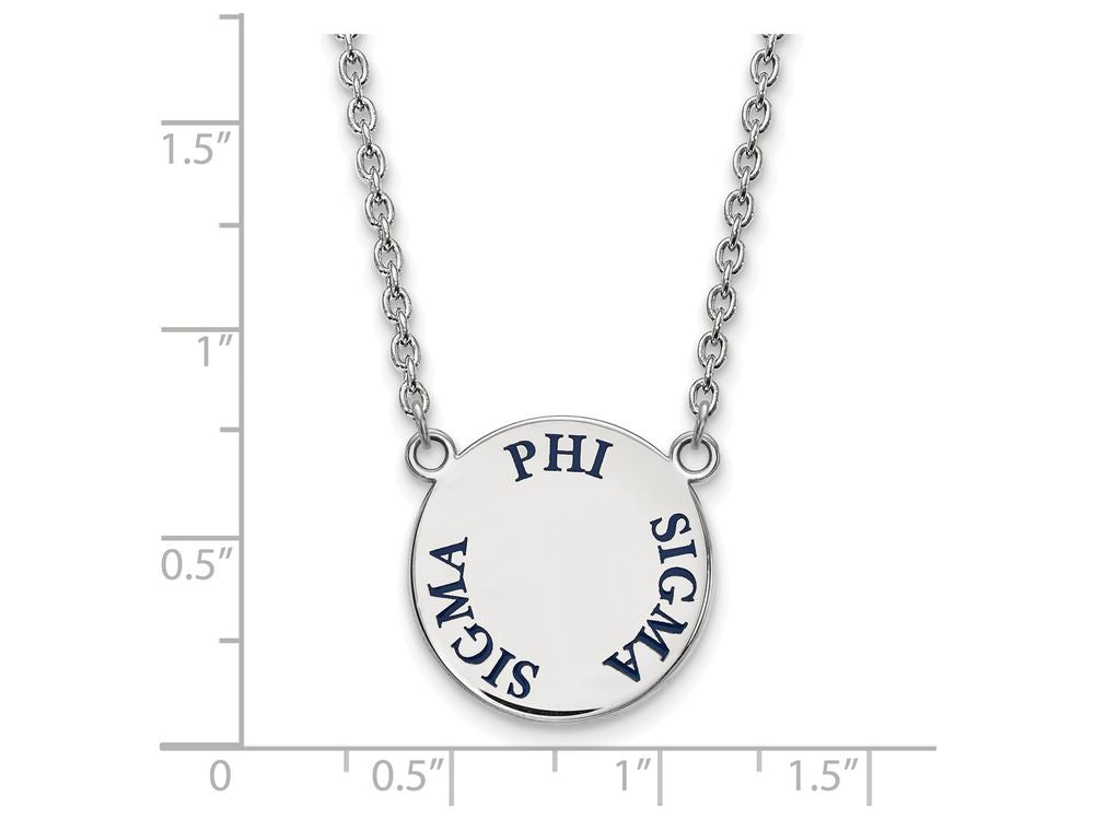 LogoArt Sterling Silver Phi Sigma Sigma Small Enameled Pendant Necklace With 18 Inch