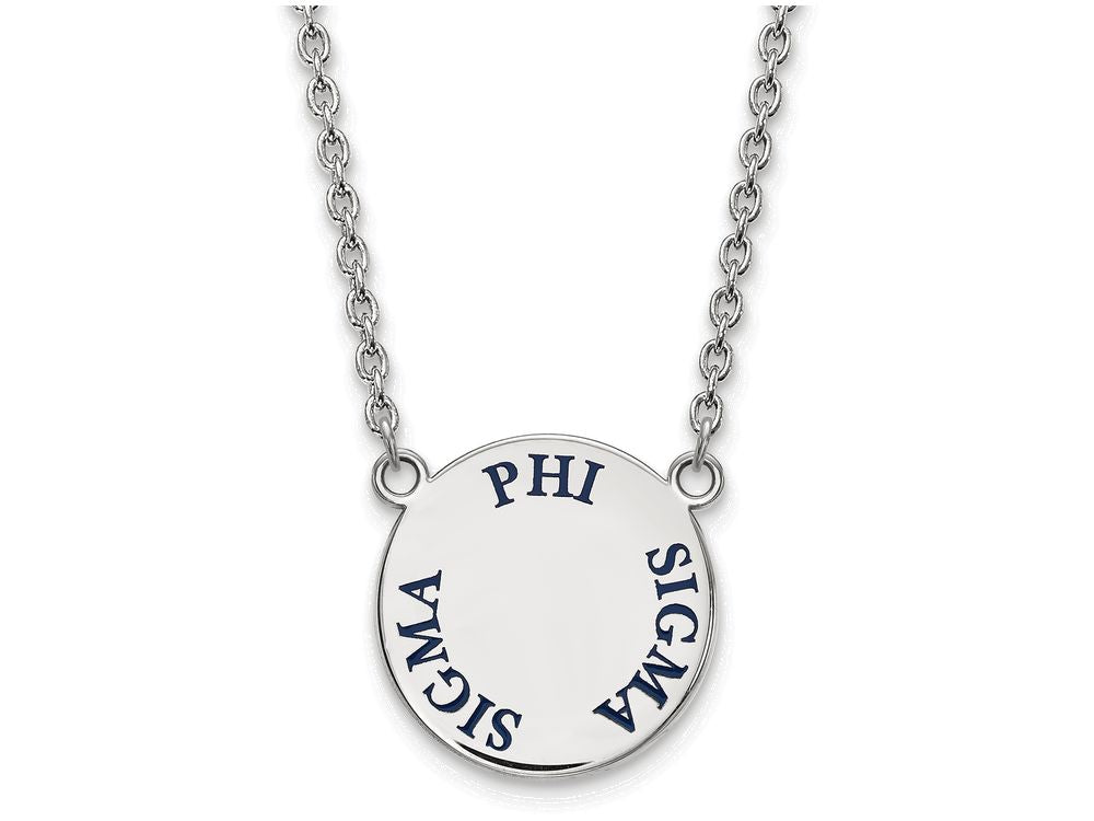 LogoArt Sterling Silver Phi Sigma Sigma Small Enameled Pendant Necklace With 18 Inch