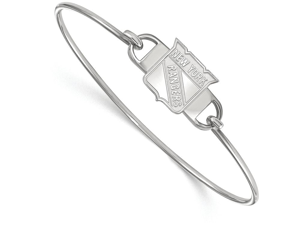 LogoArt Sterling Silver New York Rangers Small Ctr Wire Bangle