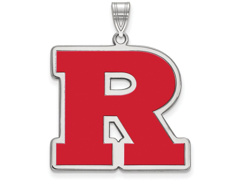 LogoArt Sterling Silver Rutgers XL Enamel Pendant Necklace