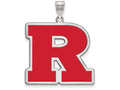 LogoArt Sterling Silver Rutgers XL Enamel Pendant Necklace