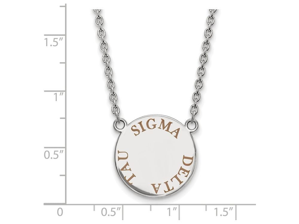 LogoArt Sterling Silver Sigma Delta Tau Small Enameled Pendant Necklace With 18 Inch