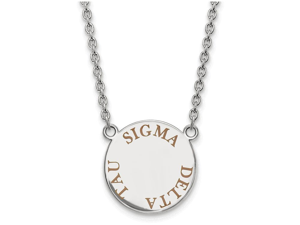 LogoArt Sterling Silver Sigma Delta Tau Small Enameled Pendant Necklace With 18 Inch