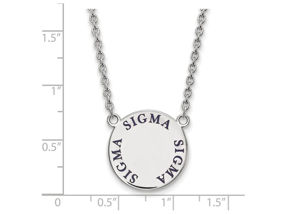 LogoArt Sterling Silver Sigma Sigma Sigma Small Enameled Pendant Necklace With 18 Inch