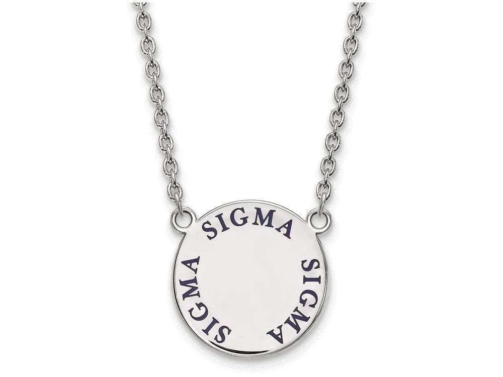 LogoArt Sterling Silver Sigma Sigma Sigma Small Enameled Pendant Necklace With 18 Inch