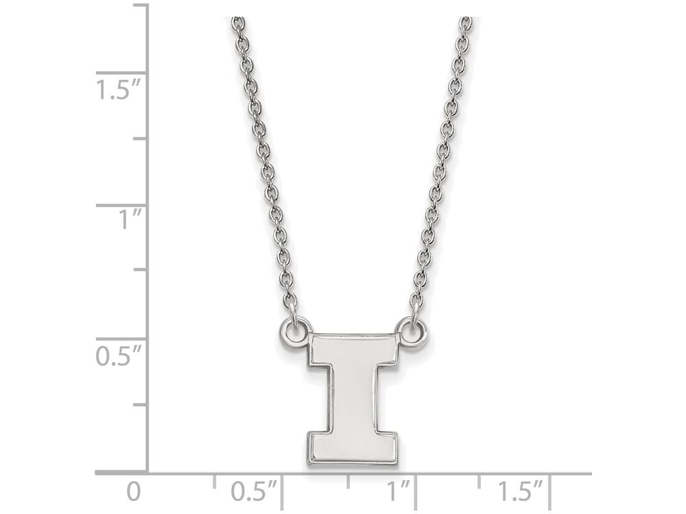 LogoArt Sterling Silver University Of Illinois Small Pendant Necklace