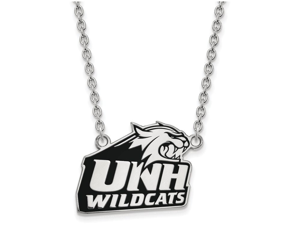 LogoArt Sterling Silver University Of New Hampshire Large Enamel Pendant Necklace