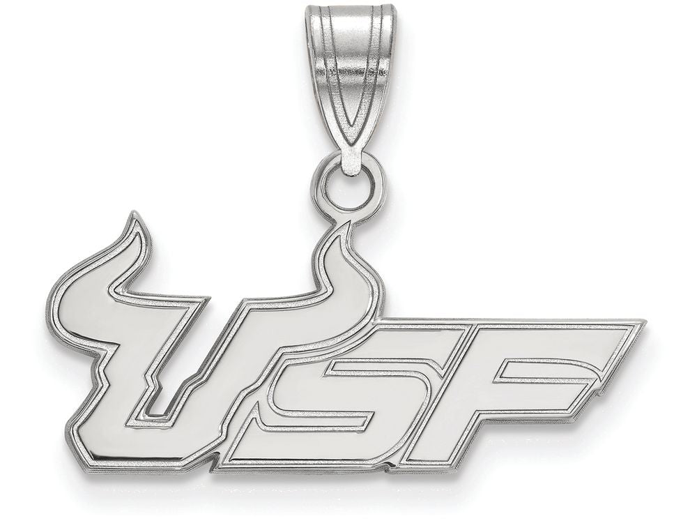 LogoArt Sterling Silver University Of South Florida Medium Pendant Necklace