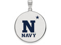 LogoArt Sterling Silver Navy Xlarge Enamel Disc Pendant Necklace
