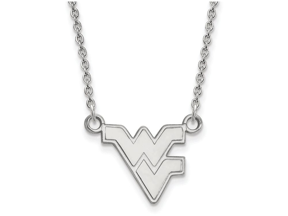 LogoArt Sterling Silver West Virginia University Small Pendant Necklace
